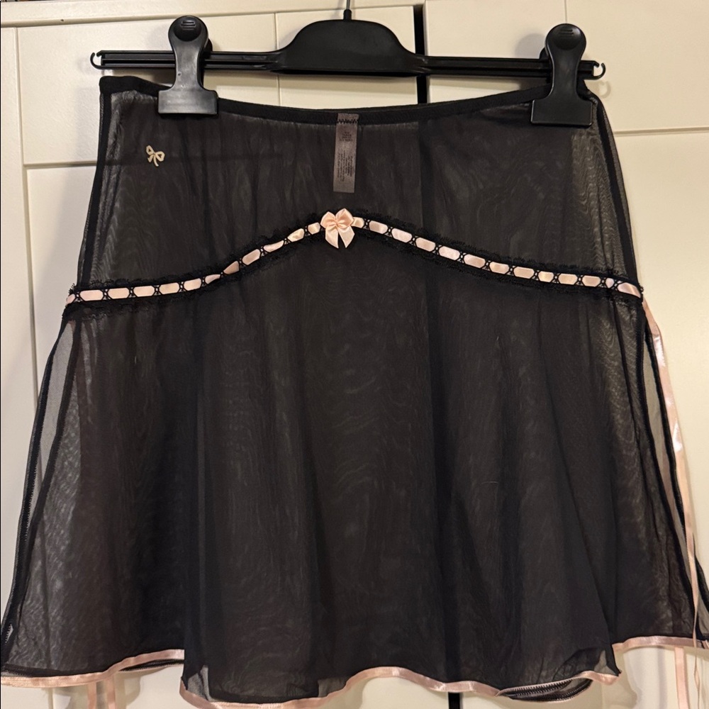 Y2K Victoria’s Secret Sheer Black & Pink Lingerie Skirt - Picture 5 of 6